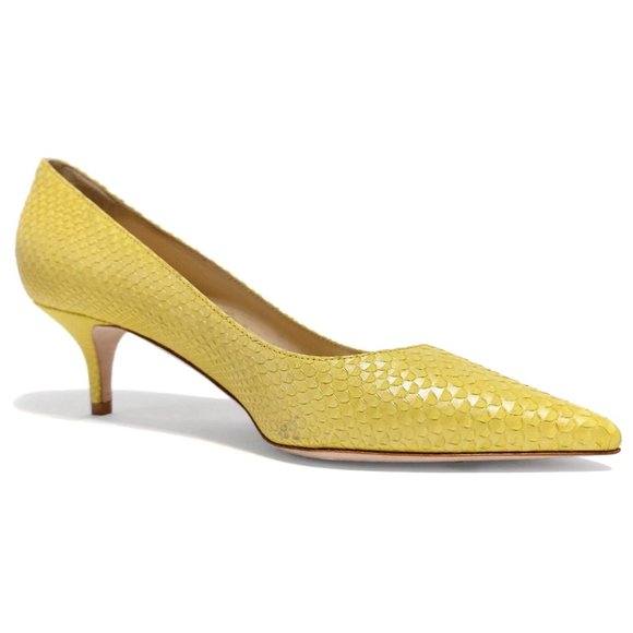 Jimmy Choo Agnes Yellow Snake Print Size EU 37 US 7 Kitten Heel Pumps. Authentic - Picture 5 of 12